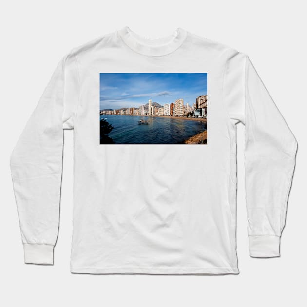 Benidorm Levante Beach Costa Blanca Spain Long Sleeve T-Shirt by AndyEvansPhotos